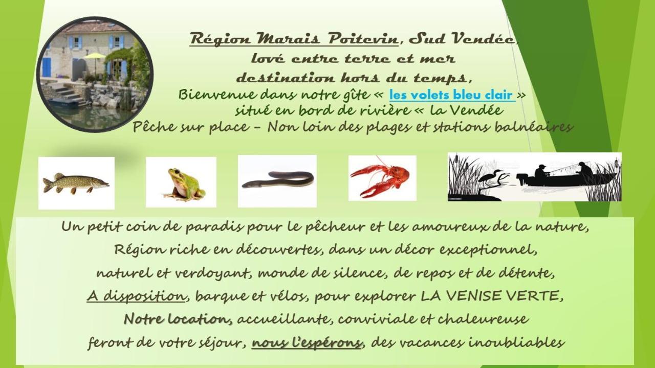Marais Poitevin Gite "Volets Bleu Clair": Rustic Retreat with Fishing, Boating, and Cycling La Taillee Exterior photo